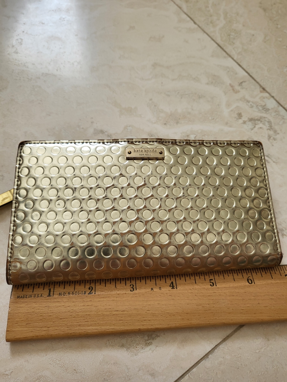 kate spade Gold Polka Dot Zip Wallet